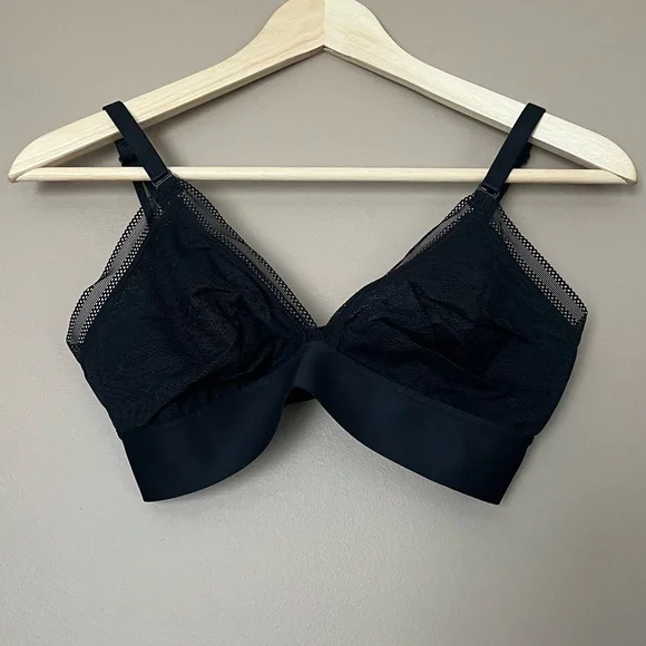 {Soma} Triangle Bralette with Lace in Black - Womens Large - NWT - Picture 1 of 13